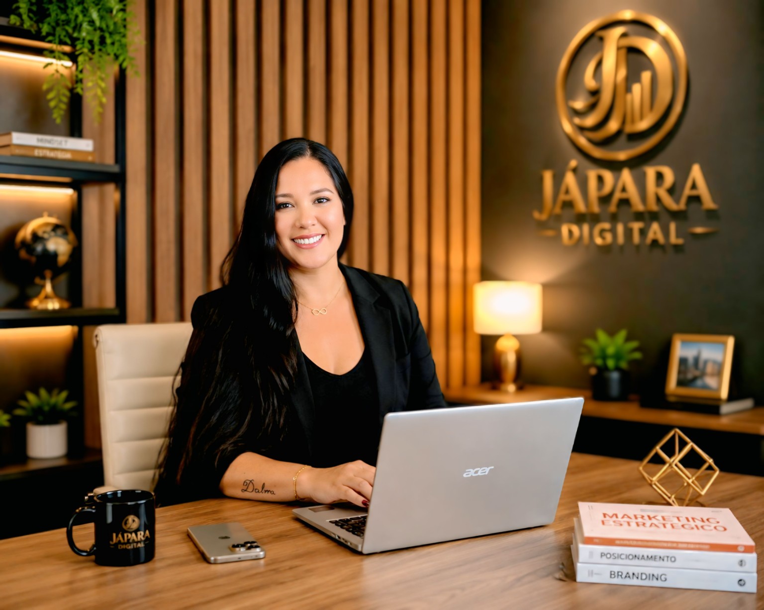Samanta Cardoso Cavalcanti no escritório da Jápara Digital